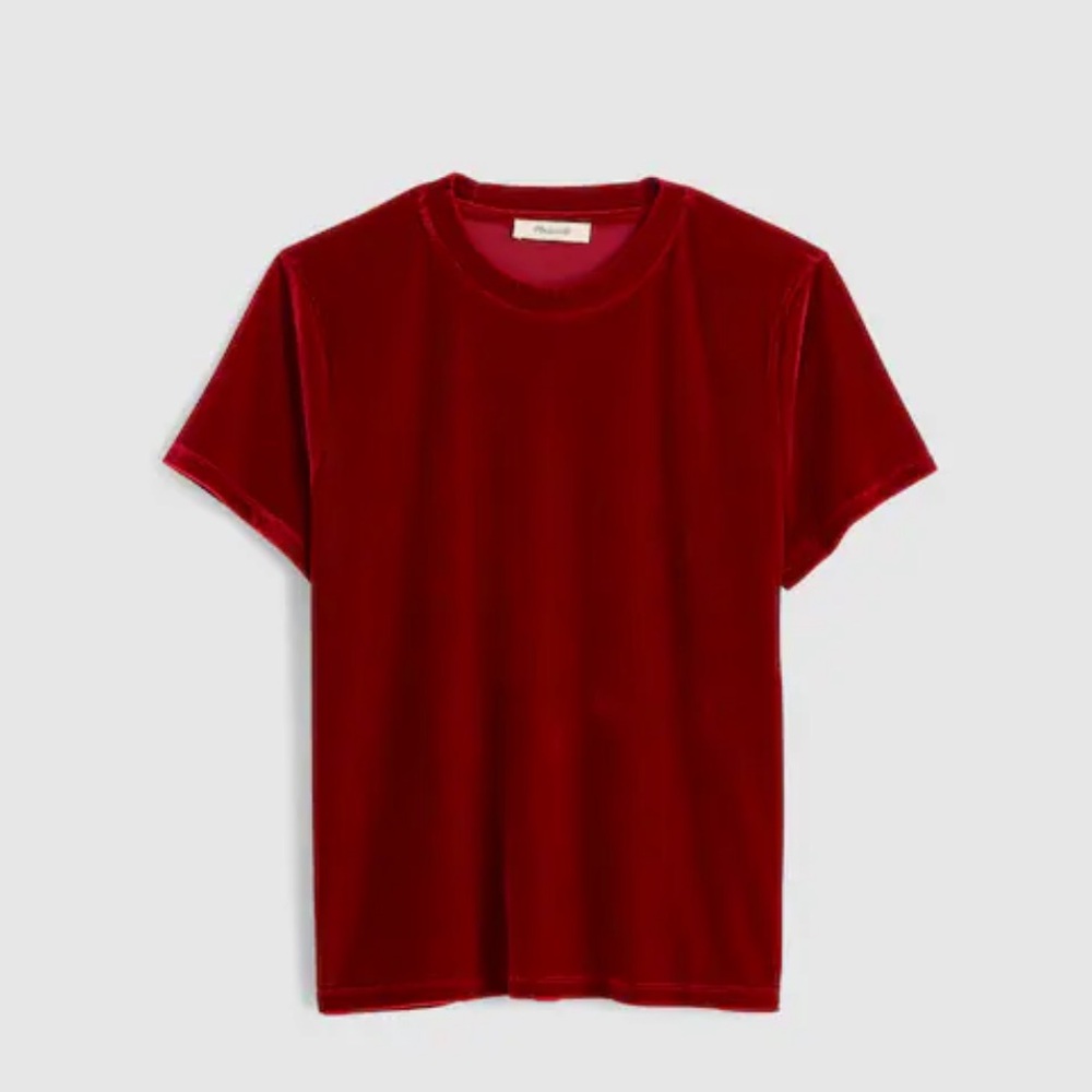 Madewell red velvet T NWT